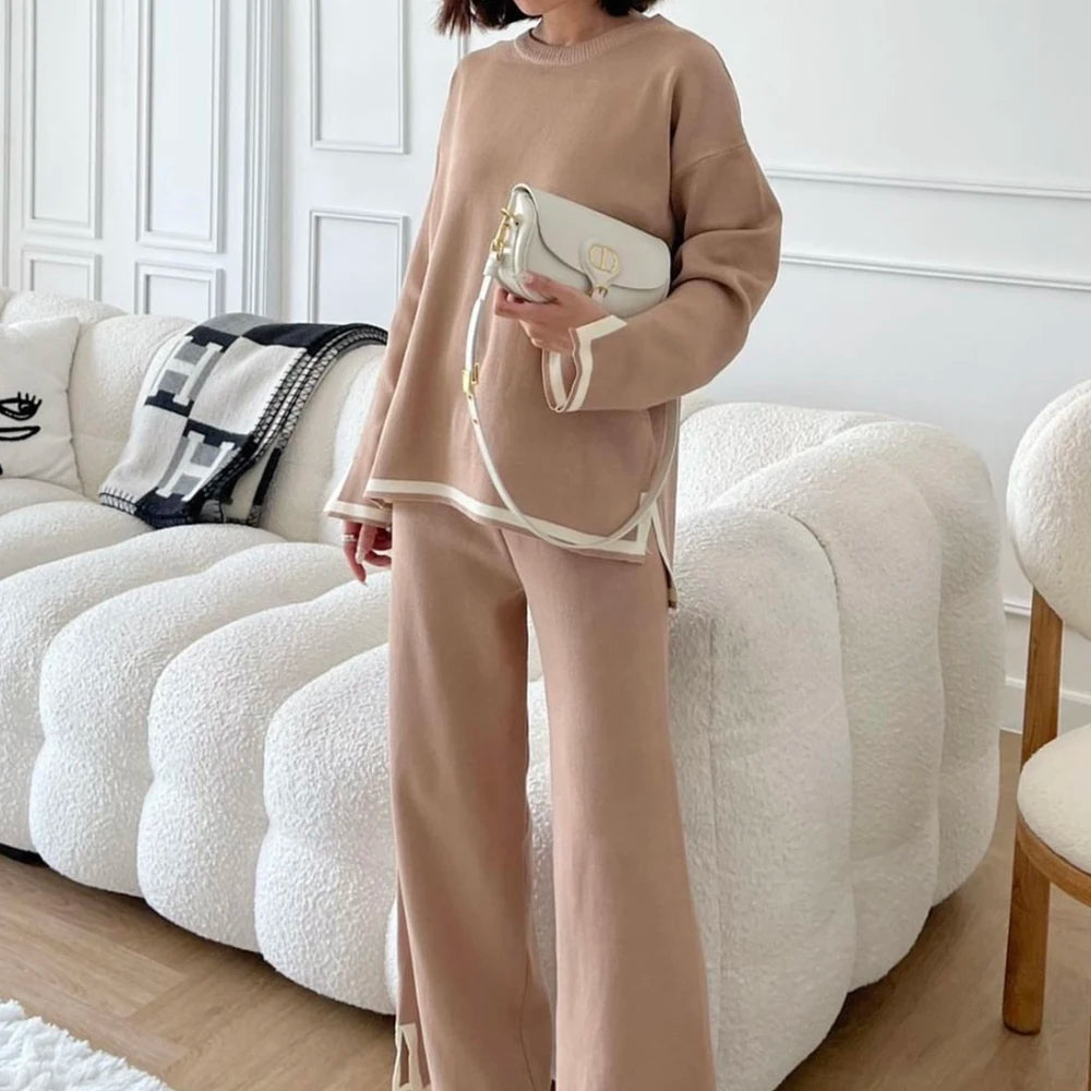 Farida - Conjunto de Jersey de Manga Larga y Pantalón Ancho