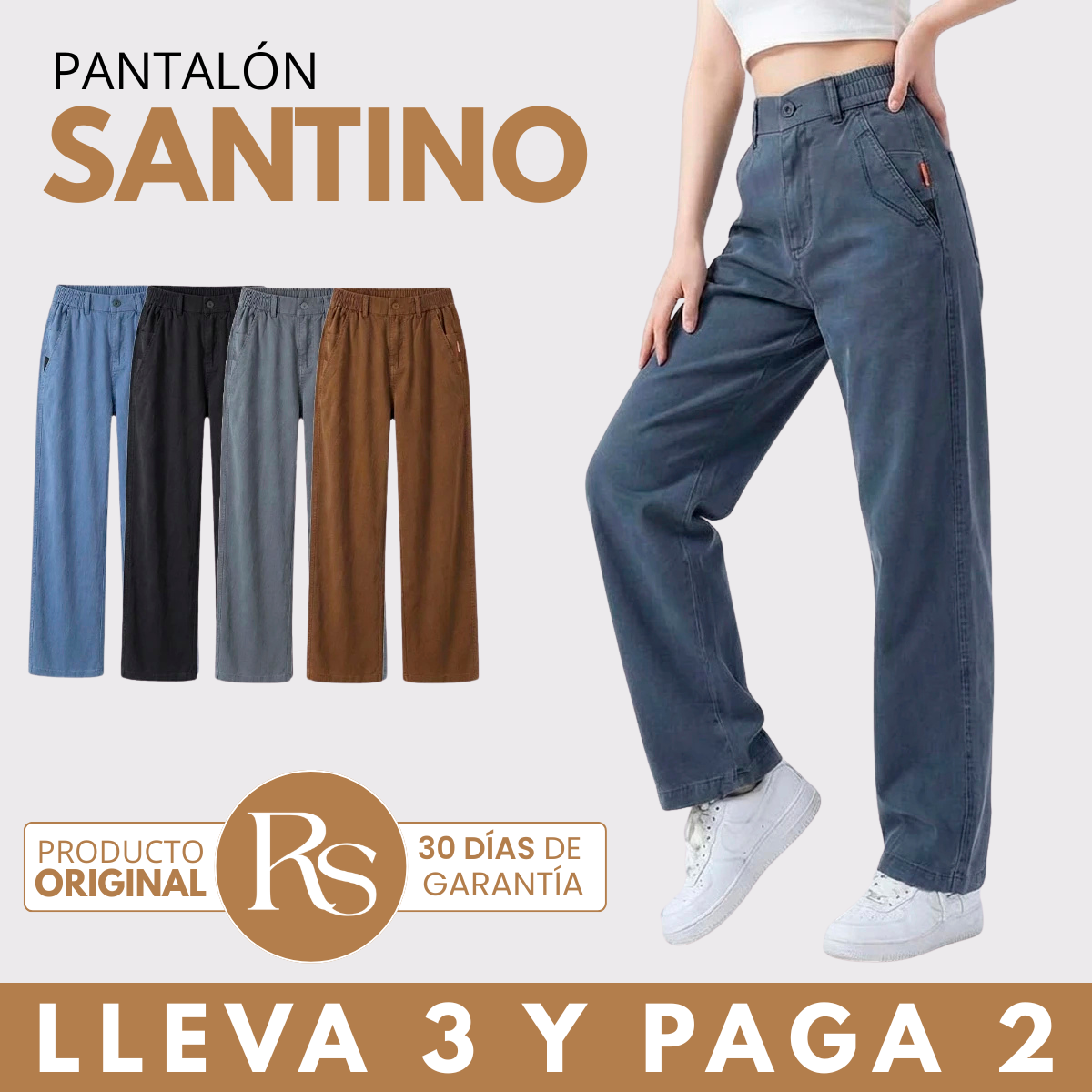 [Llévate 3 y paga 2] Pantalón femenino Santino en algodón y seda fría (¡Elegante y sofisticado!)